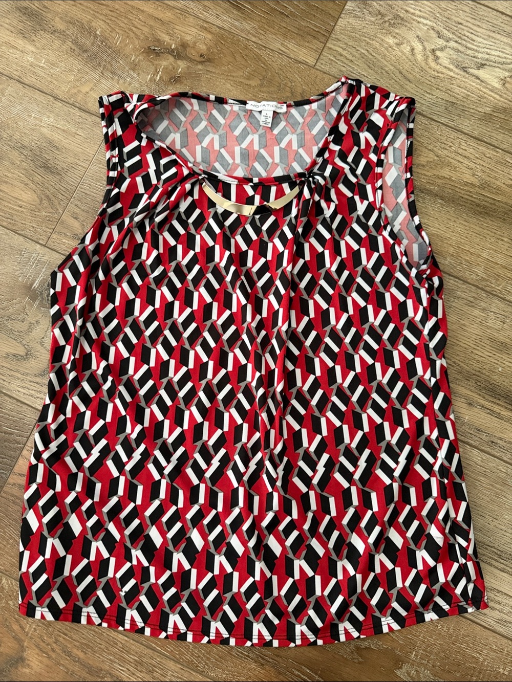 ❣️5/$25❣️Notations Red Black White Geometric Sleeveless Camisole